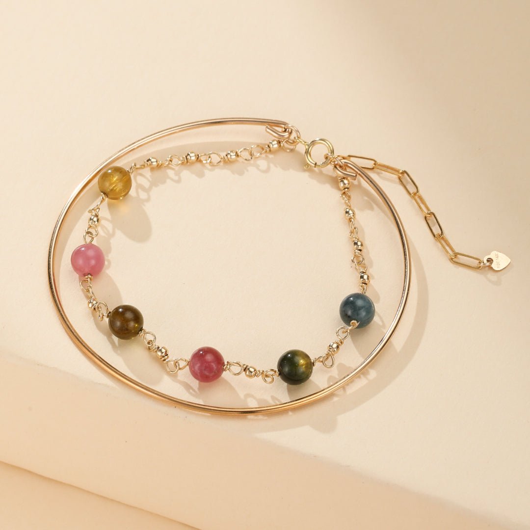 Bracelet Tourmaline Harmonie Cosmique Plaqué Or 14k - Biloria
