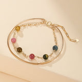 Bracelet Tourmaline Harmonie Cosmique Plaqué Or 14k - Biloria