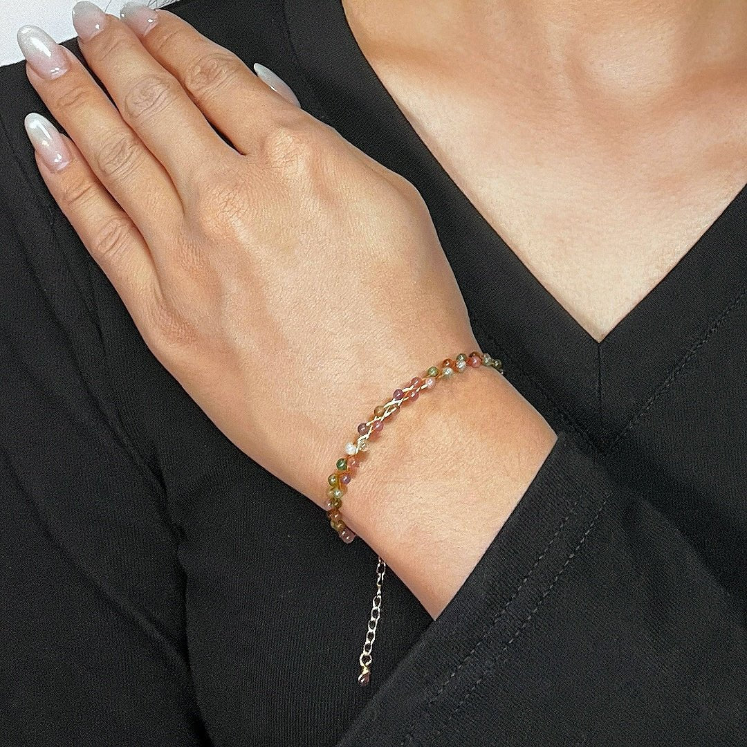 Bracelet Tourmaline Multicolore – Bijou Ajustable pour Nouveau Départ - Biloria