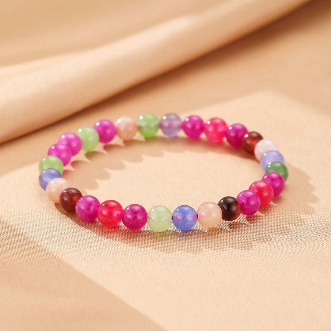 Bracelet Tourmaline Multicolore et Perle – Équilibre et Protection - Biloria