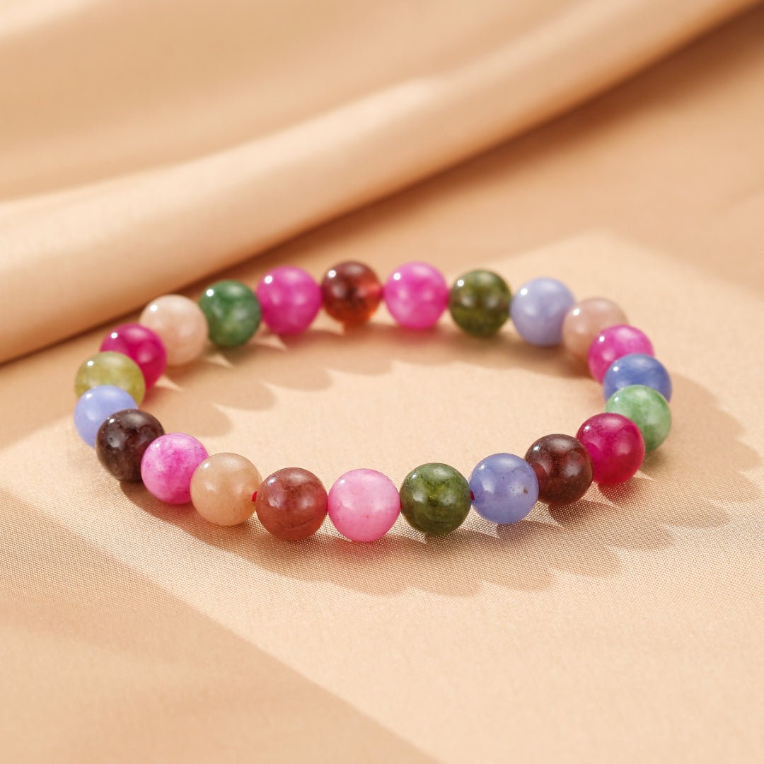 Bracelet Tourmaline Multicolore et Perle – Équilibre et Protection - Biloria