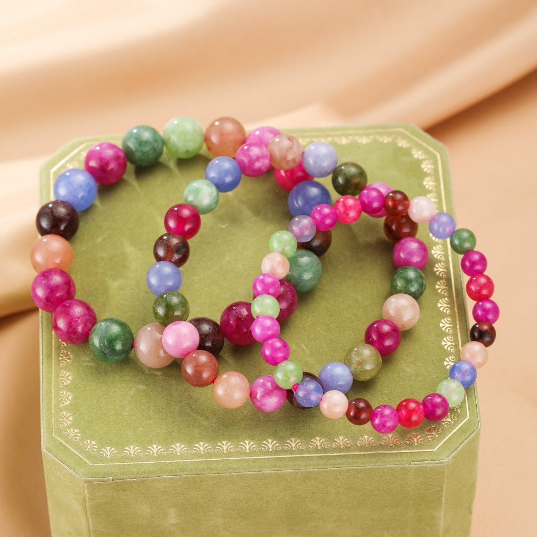 Bracelet Tourmaline Multicolore et Perle – Équilibre et Protection - Biloria