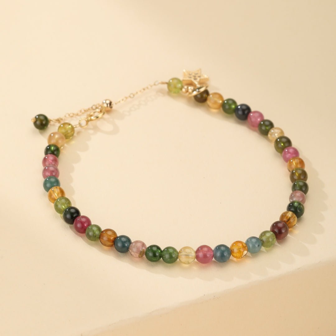 Bracelet Tourmaline Multicolore Plaqué Or 14k - Biloria