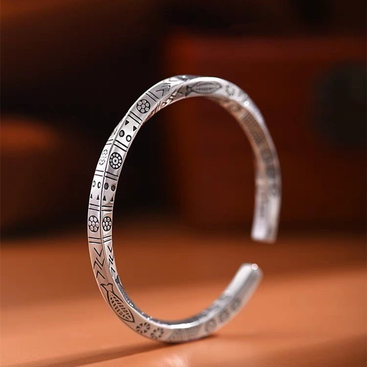 Bracelet Viking Jonc Torsadé Runes Symboles Origine - Biloria