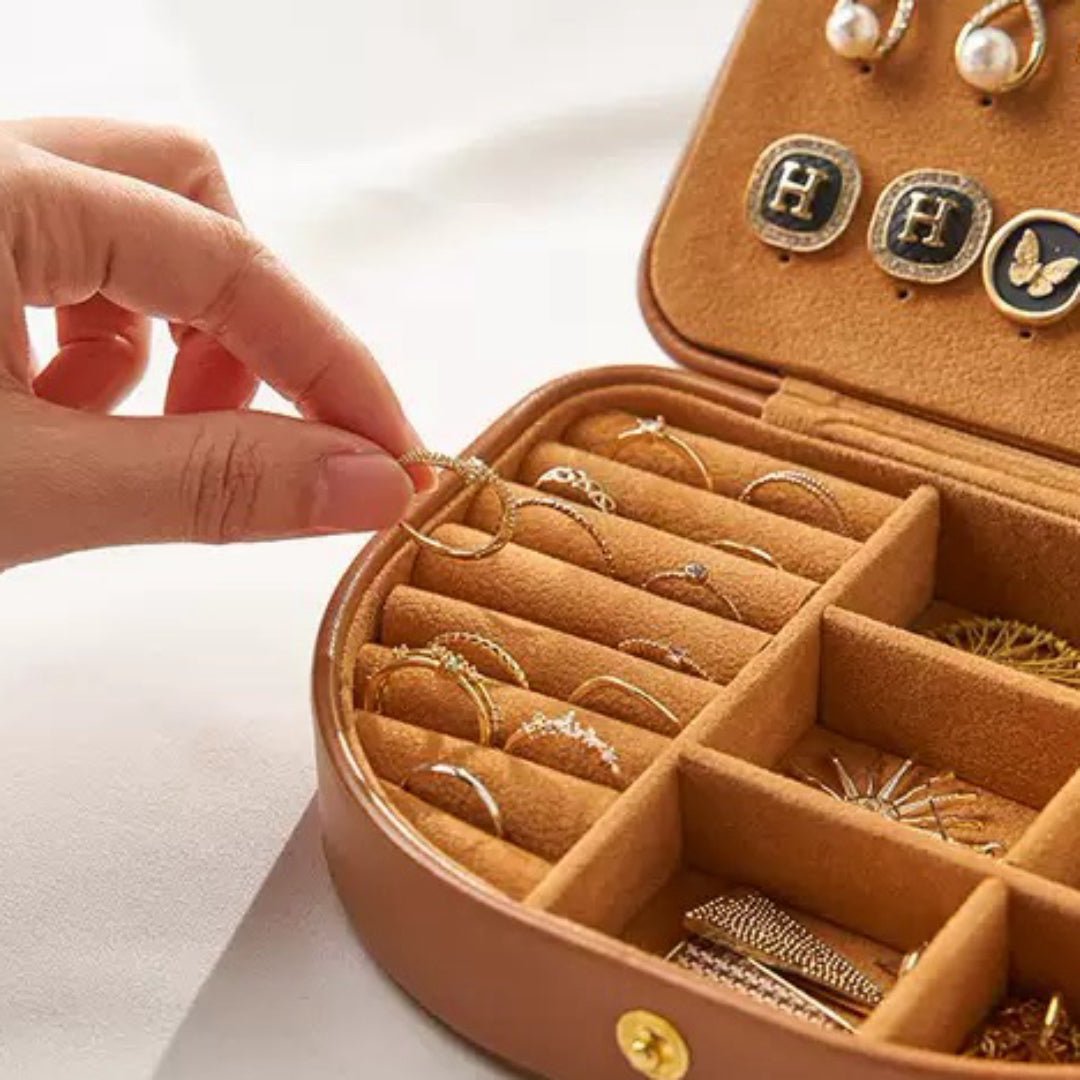 Coffret à Bijoux en Cuir Nomade – Rangement Velours pour Voyage - Biloria