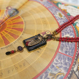Collier Agate Noir Cigale Laiton Bambou de Mer Vintage - Biloria