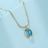 Collier Aigue Marine Acier Titane Plaqué Or 18K - Biloria