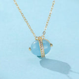 Collier Aigue Marine en Argent Plaqué Or 14K – Méditation et Sérénité - Biloria