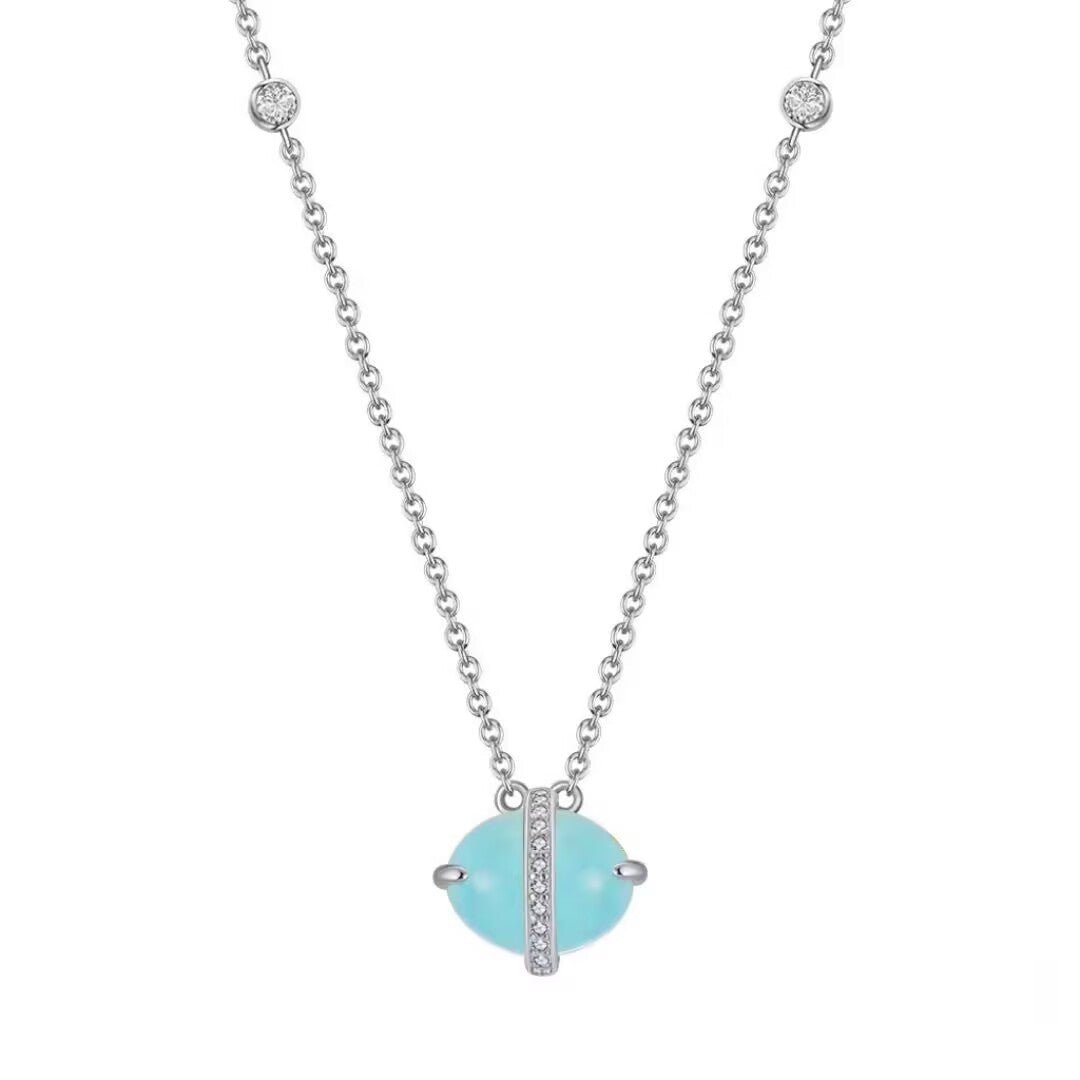 Collier Aigue Marine en Argent Plaqué Or 14K – Méditation et Sérénité - Biloria
