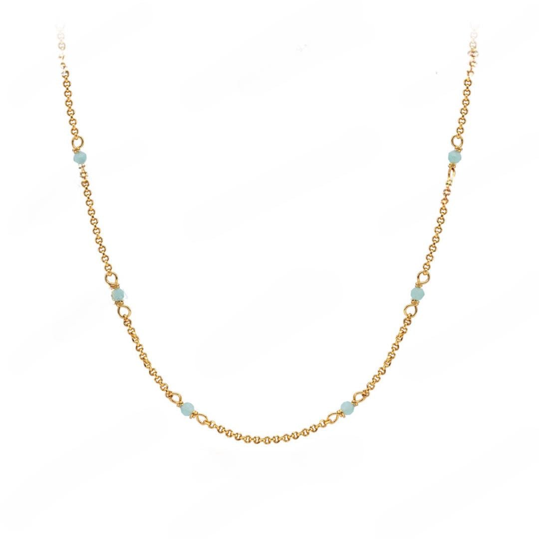 Collier Amazonite Brise Marine Argent Plaqué Or - Biloria