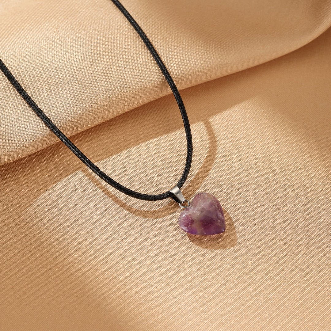 Collier Améthyste Cœur Intuitif en Pierre Naturelle - Biloria