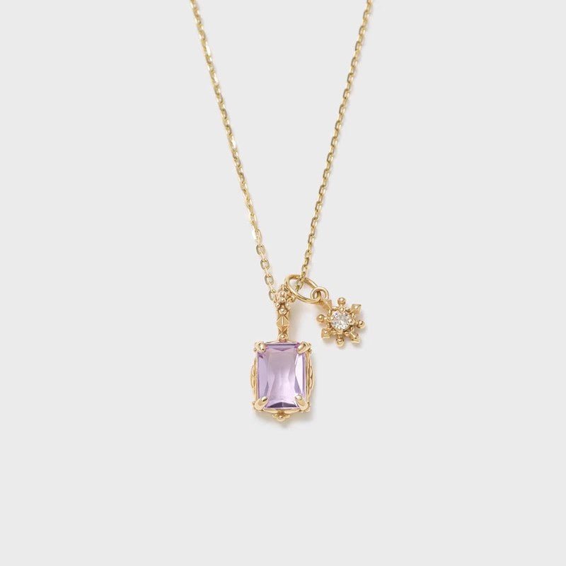 Collier Améthyste et Zircon Étoilé - Bijou Double Pendentif - Biloria