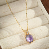 Collier Améthyste Olive Mystique Argent Plaqué Or - Biloria