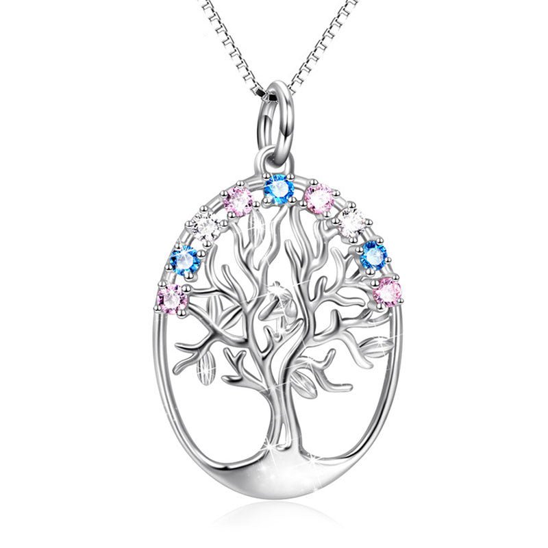 Collier Arbre de Vie Argent 925 Zircons Multicolores - Biloria