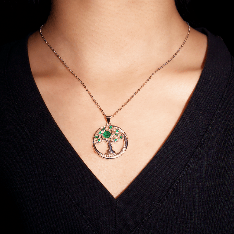 Collier Arbre de Vie Émeraude – Bijou Déco Bureau Télétravail - Biloria