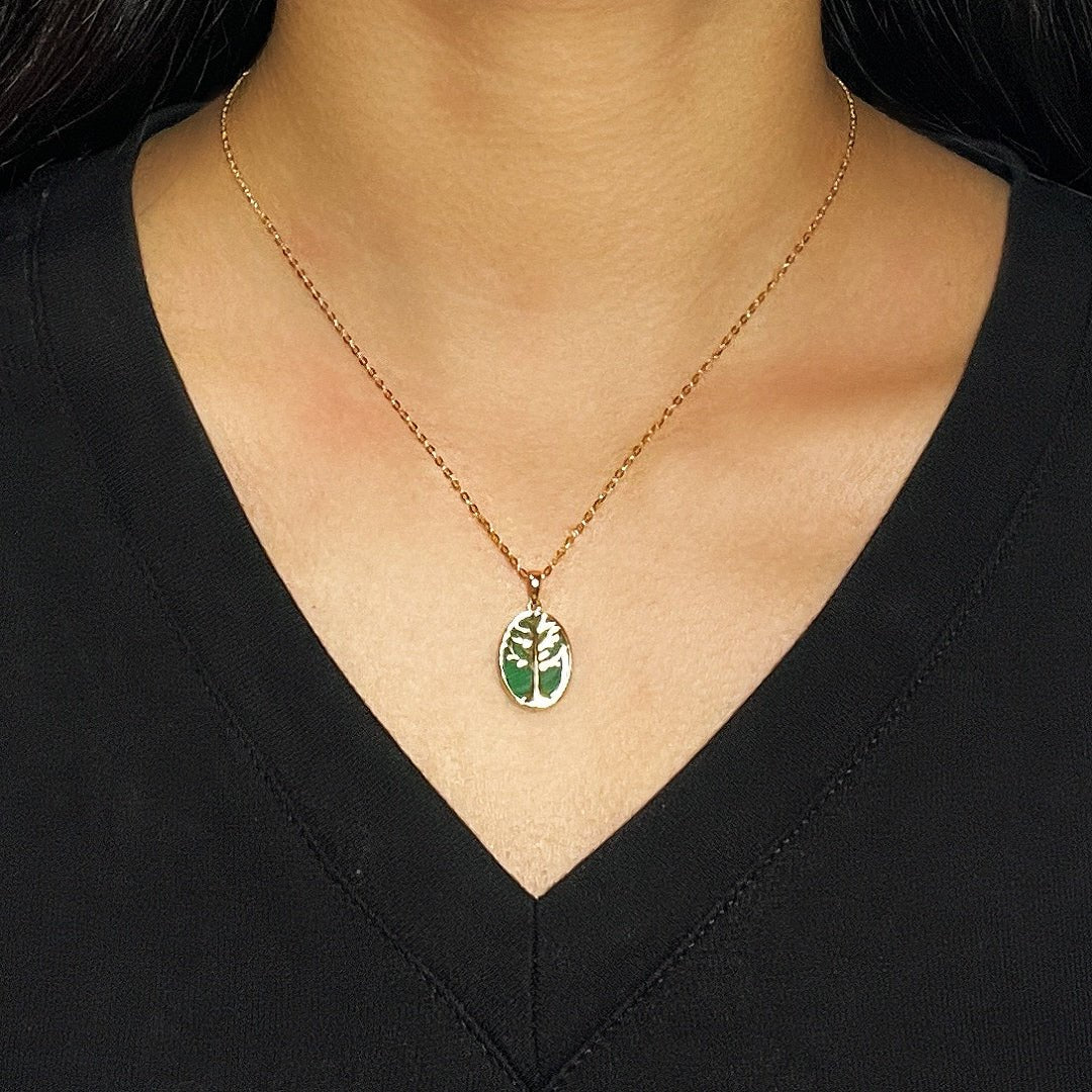Collier Arbre de Vie Malachite Argent Plaqué Or - Biloria