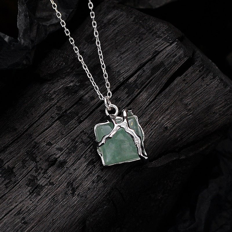 Collier Aventurine Argent 925, Bijou Spirituel Fait Main - Biloria