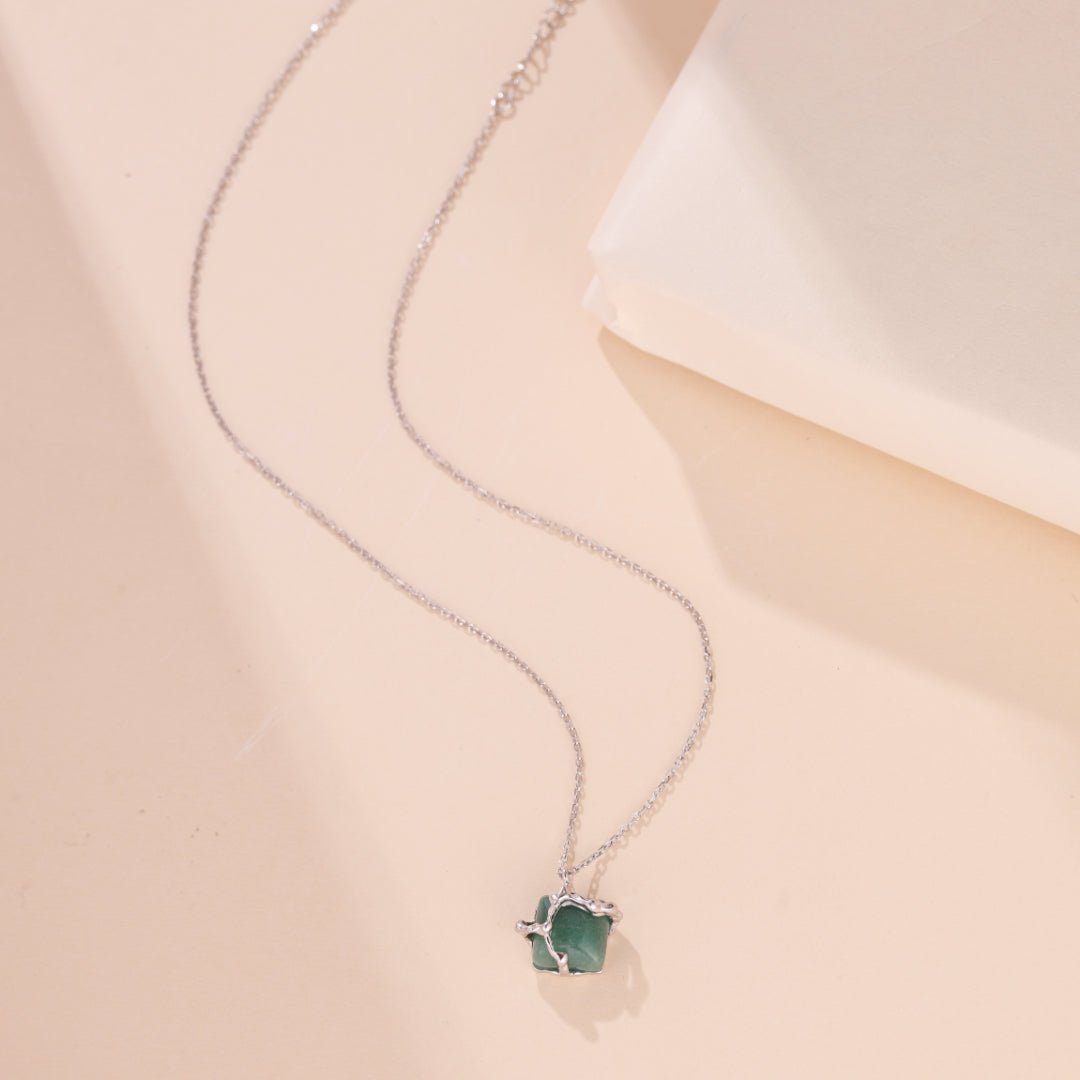 Collier Aventurine Argent 925, Bijou Spirituel Fait Main - Biloria