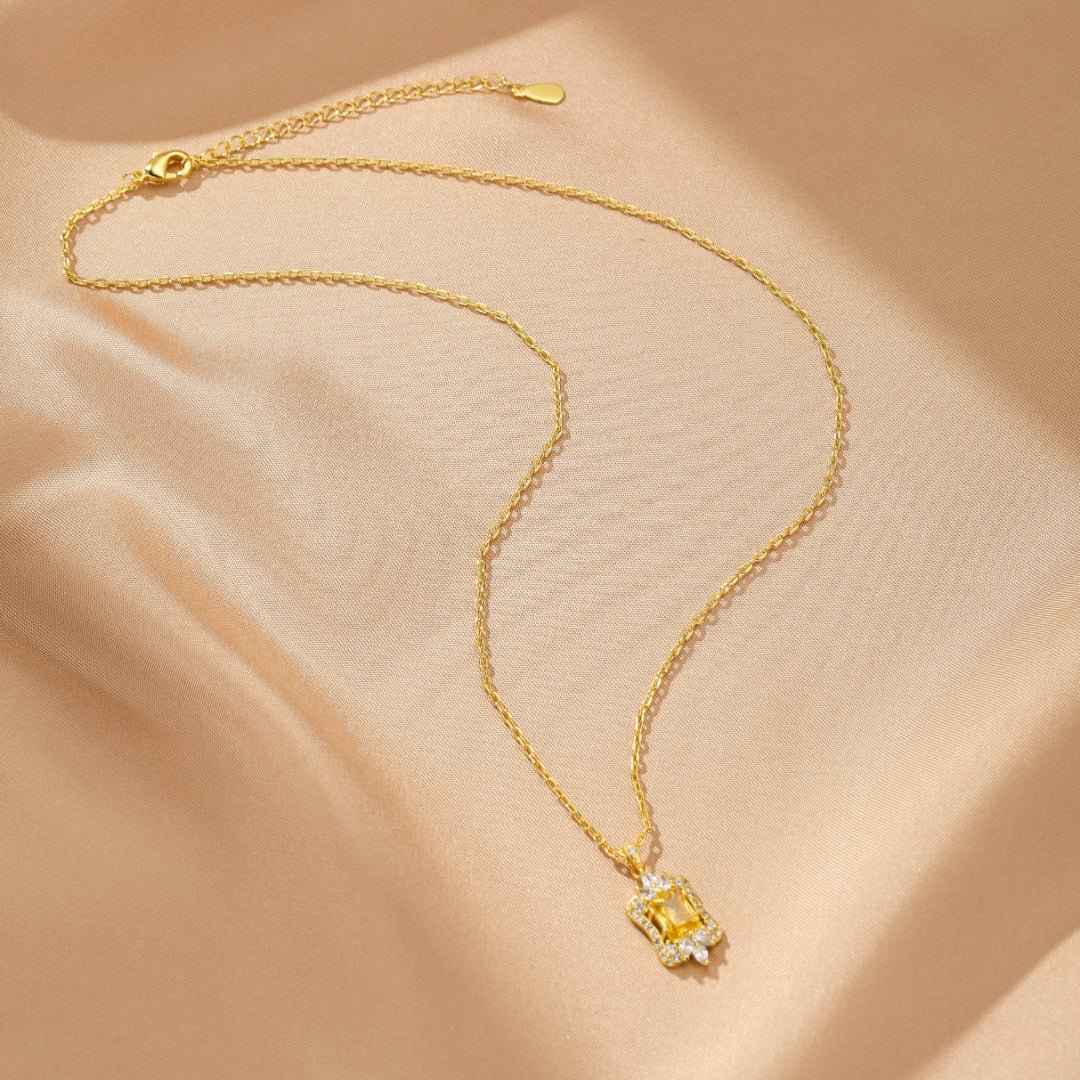 Collier Citrine Cœur Royal Argent Plaqué Or - Bijou Royal - Biloria