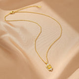 Collier Citrine Cœur Royal Argent Plaqué Or - Bijou Royal - Biloria