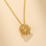 Collier Citrine Couronne Fleurie Argent Plaqué Or Bijou Femme - Biloria