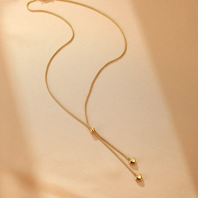 Collier Cœur Acier Inoxydable Doré – Symbole d'Amour - Biloria