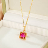 Collier Cornaline Cube Zircon – Rouge Rubis Argent Plaqué Or - Biloria