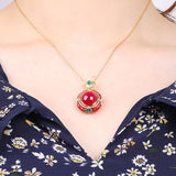 Collier Cornaline Fleur en Argent Plaqué Or – Bijou Déco Bureau - Biloria