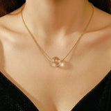 Collier Cristal de Roche Pendentif Acier Inoxydable - Biloria