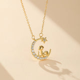 Collier Croissant de Lune Serpent Étoile Zircon - Biloria