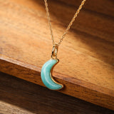 Collier Croissant Lune Amazonite Argent Plaqué Or - Biloria