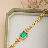Collier Émeraude Diadème Royal, Argent Plaqué Or – Cadeau Spirituel - Biloria
