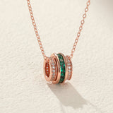 Collier Émeraude et Zircon Argent Plaqué Platine - Biloria