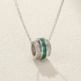 Collier Émeraude et Zircon Argent Plaqué Platine - Biloria