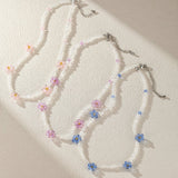 Collier Enfant Fleur de Cristal Rose Bleu Violet - Biloria