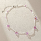 Collier Enfant Fleur de Cristal Rose Bleu Violet - Biloria