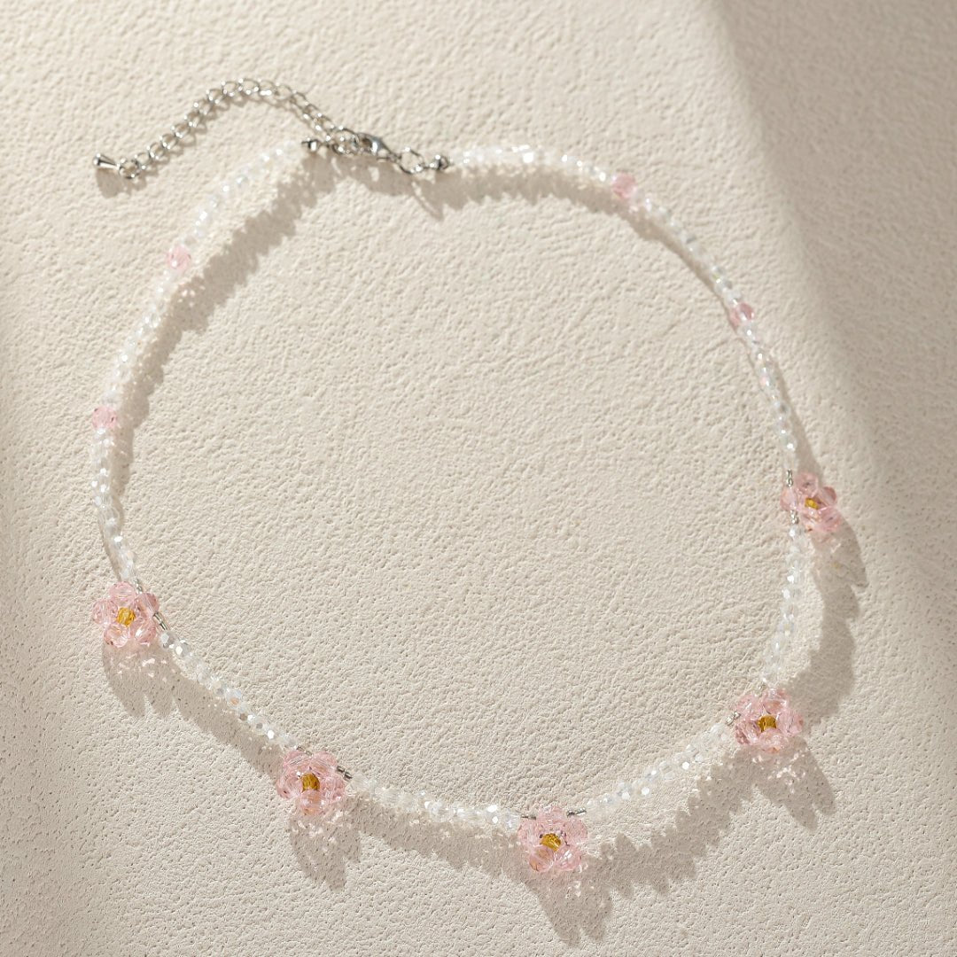 Collier Enfant Fleur de Cristal Rose Bleu Violet - Biloria