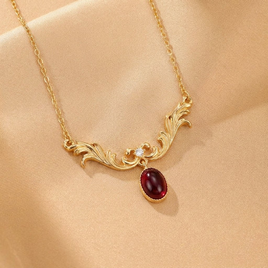 Collier Grenat Argent Plaqué Or Aria des Rois - Biloria