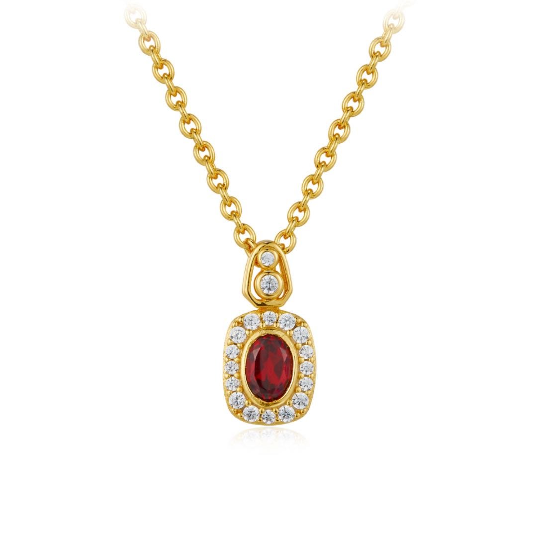 Collier Grenat Brise Douce Argent Plaqué Or - Harmonie Feng Shui - Biloria