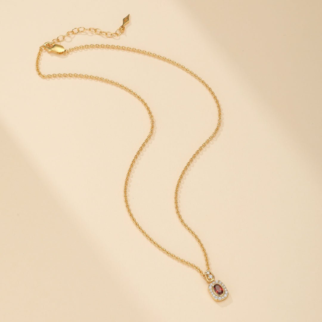 Collier Grenat Brise Douce Argent Plaqué Or - Harmonie Feng Shui - Biloria
