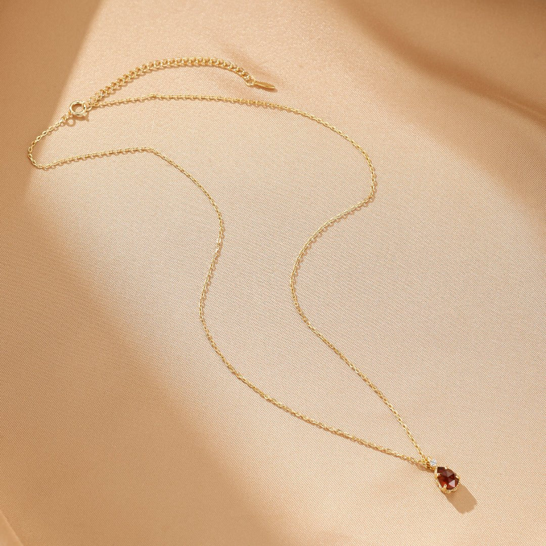 Collier Grenat Goutte Argent Plaqué Or – Bijou de Vitalité - Biloria