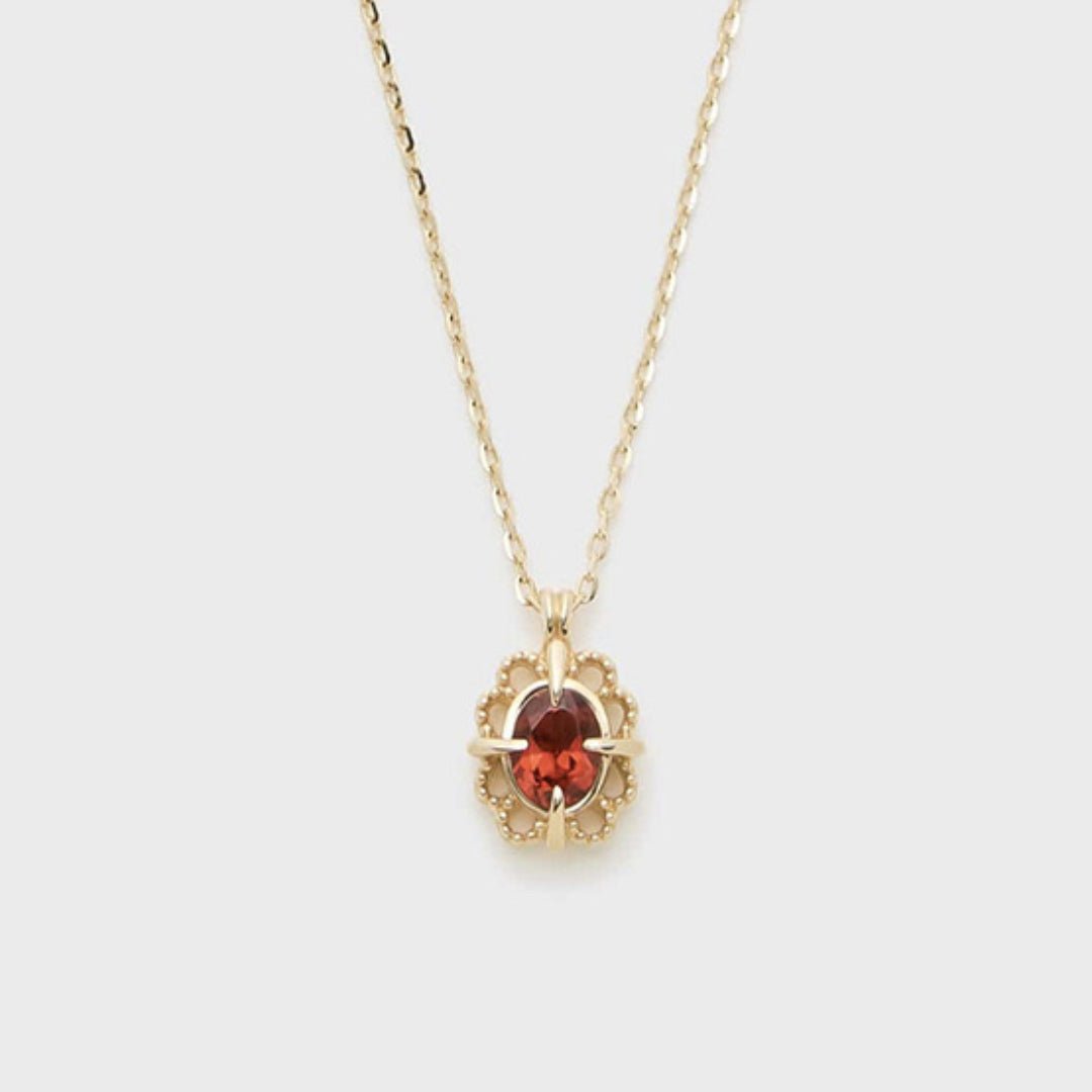 Collier Grenat Rouge Argent Plaqué Or pour Femme - Biloria