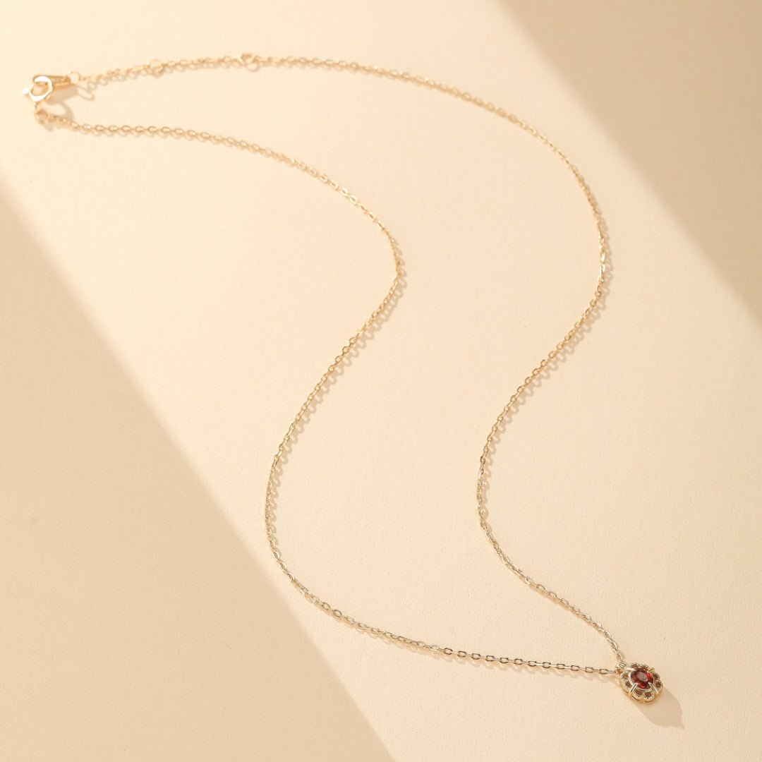 Collier Grenat Rouge Argent Plaqué Or pour Femme - Biloria