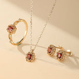 Collier Grenat Rouge Argent Plaqué Or pour Femme - Biloria