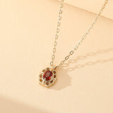 Collier Grenat Rouge Argent Plaqué Or pour Femme - Biloria