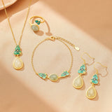 Collier Jade Goutte de Chance en Argent Plaqué Or - Biloria