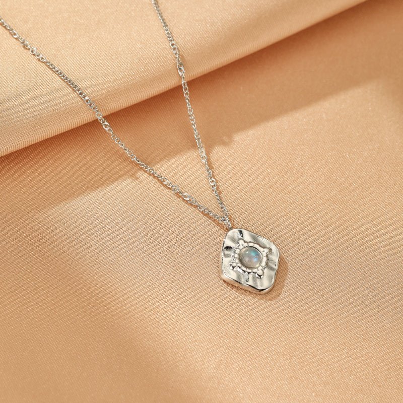 Collier Labradorite Acier Inoxydable – Pendentif Pierre Naturelle - Biloria