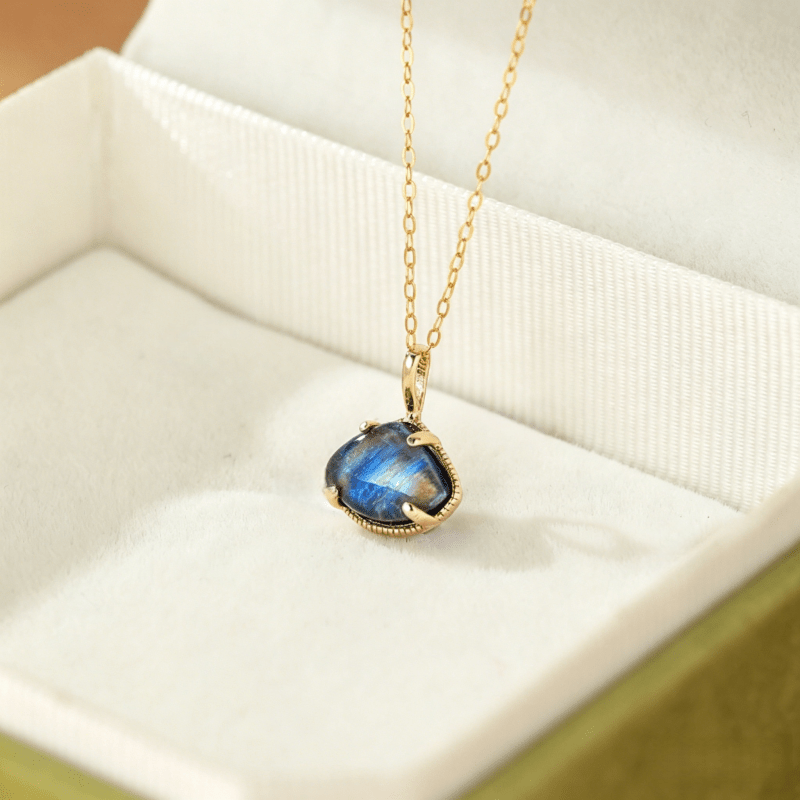 Collier Labradorite Argent Plaqué Or Bijou Femme - Biloria