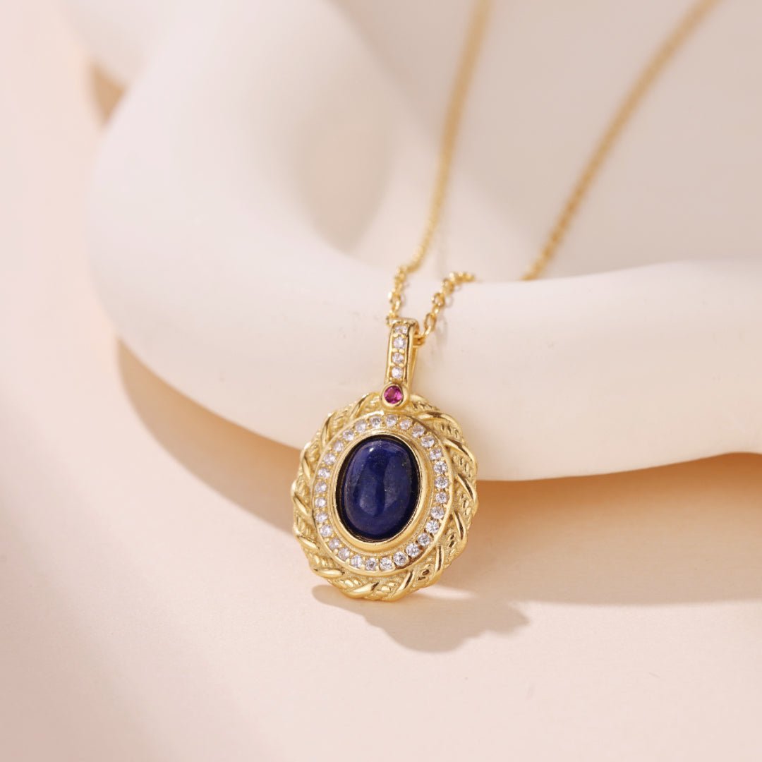 Collier Lapis Lazuli Argent Plaqué Or, Bijou Cadeau Femme - Biloria