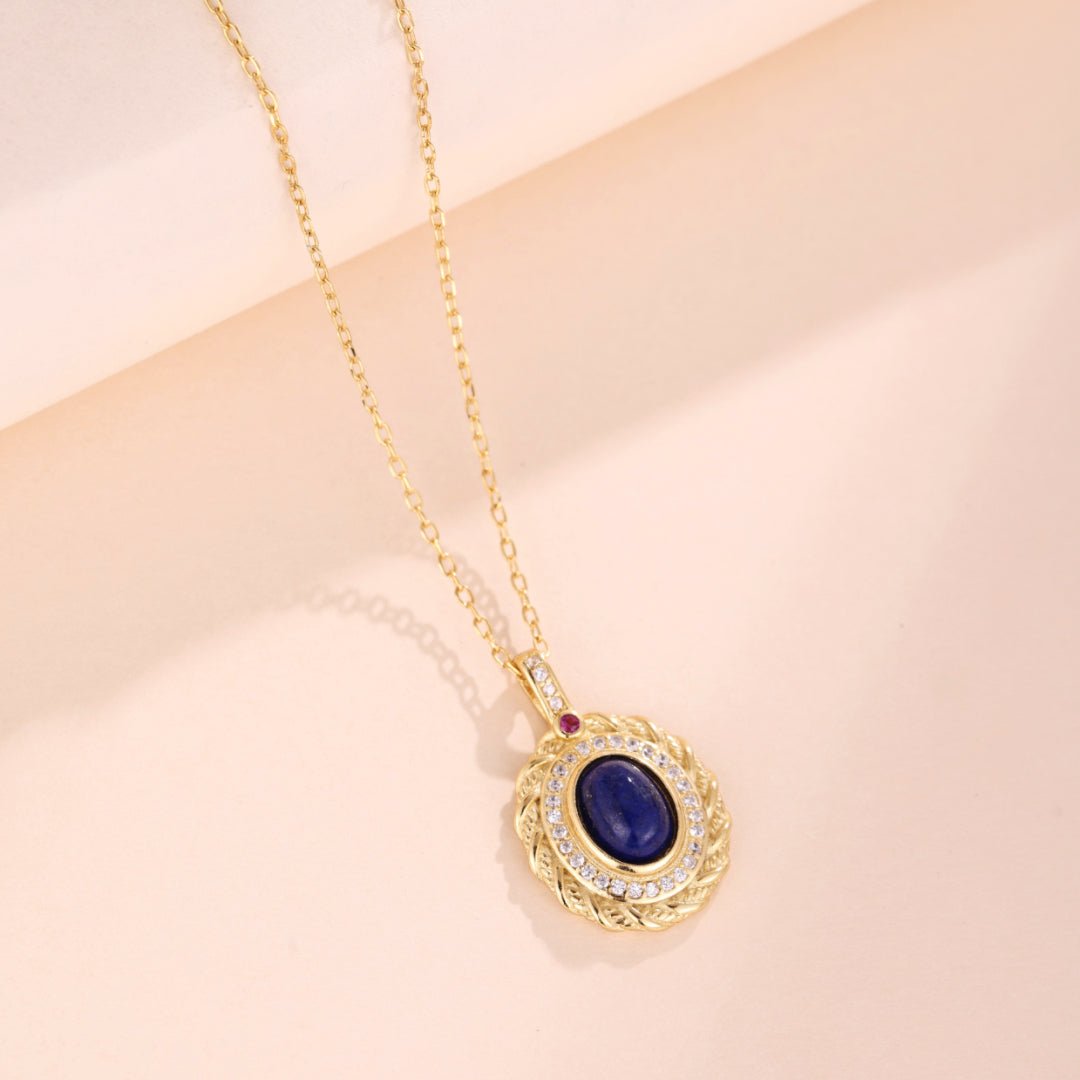 Collier Lapis Lazuli Argent Plaqué Or, Bijou Cadeau Femme - Biloria